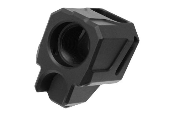 Faxon Firearms EXOS-524 Pistol Compensator for M&P Shield/Shield Plus with black finish.